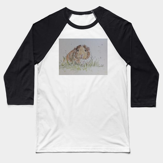 Guinea pig illustration Baseball T-Shirt by DebTheZeb